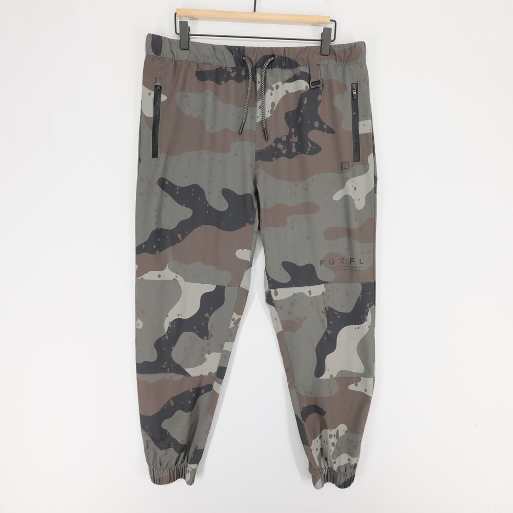 Flag Nor Fail Jogger Pants Mens XL Green Camo Lightweight Stretch Gym Workout